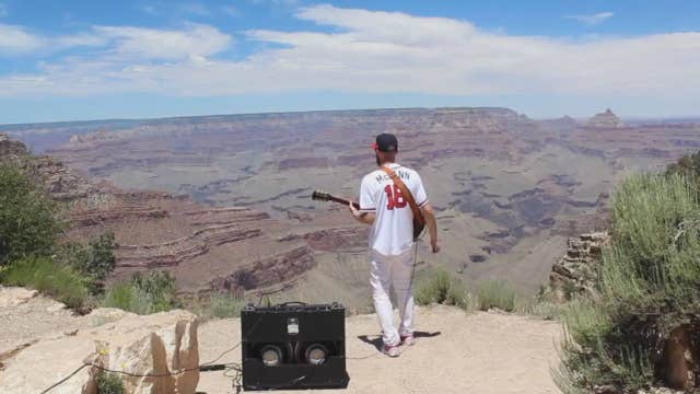 Guitar player plays 'The Star-Spangled Banner' in the Grand Canyon