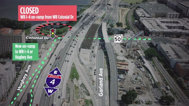 WB I-4 on-ramp from WB Colonial Drive shifting