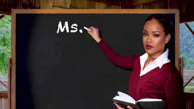 Rihanna teaches math to children in Africa