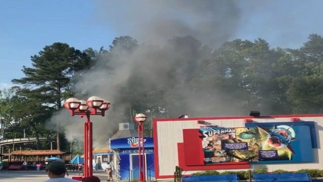 Six Flags Railroad catches fire, three injured