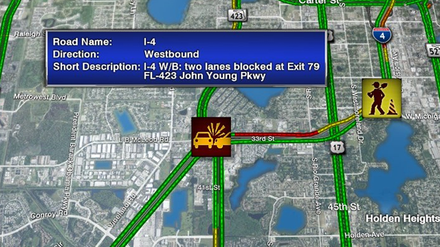 Crash causes backup at I-4 near John Young Parkway