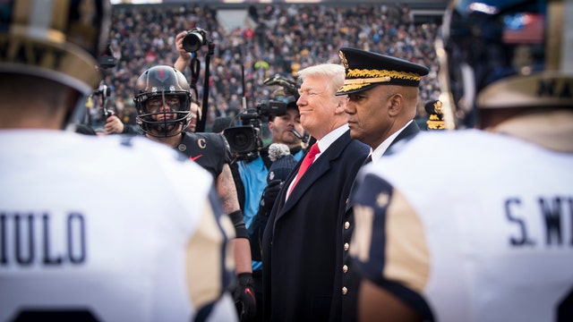 Army beats Navy for 3rd straight game in Philadelphia; Trump mixes football with politics