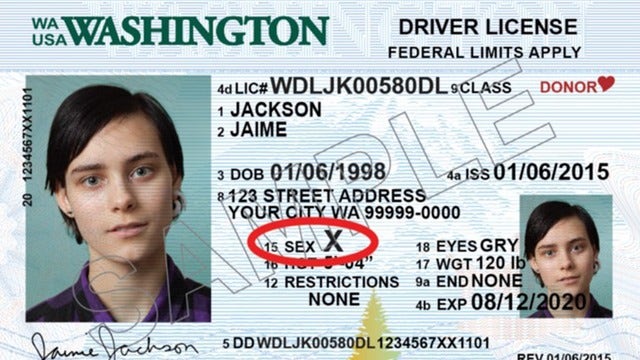 Washington could soon offer 'nonbinary' gender choice on driver's licenses