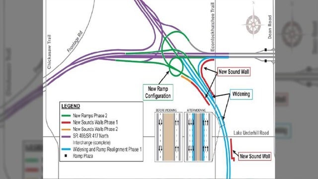 S.R. 417 ramp to westbound S.R. 408 to close Tuesday overnight