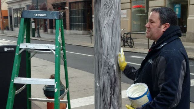 'Crisco Cops' grease posts in Philly before Eagles-Vikings