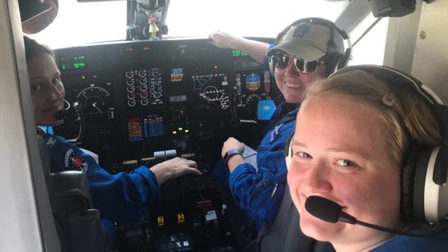 First all-female, three-pilot crew flies NOAA recon mission ahead of Hurricane Dorian