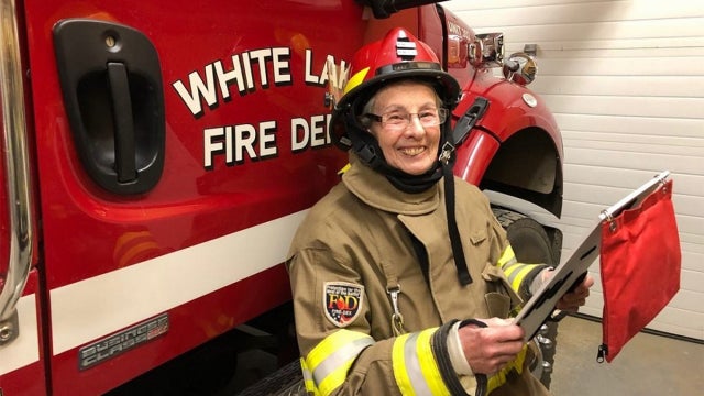 Canadian grandmother, 73, helps fight fires as a volunteer at local fire station