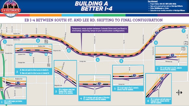 Permanent lane shift brings major changes to I-4 in downtown Orlando