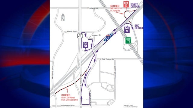 Westbound I-4 ramp to Florida Turnpike to close June 1st- 4th