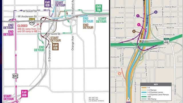 Eastbound and westbound S.R. 408 exit ramp closures