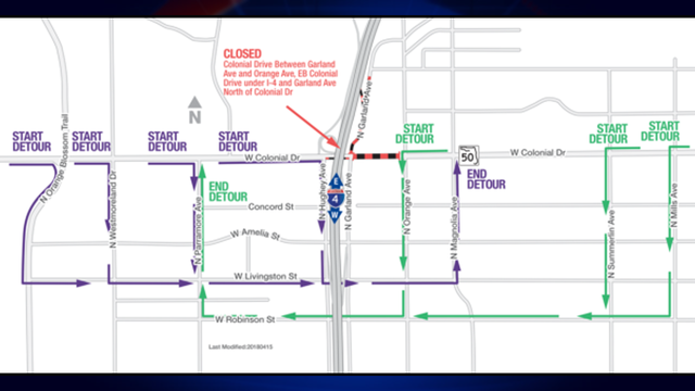 State Road 50 closed at I-4 all of Tuesday