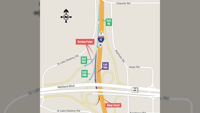 Westbound I-4 exit ramp to eastbound Maitland BLVD is changing
