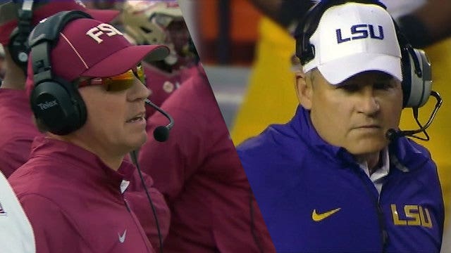 LSU's Miles sidestepping questions about his future; FSU's Fisher declines to comment on speculation