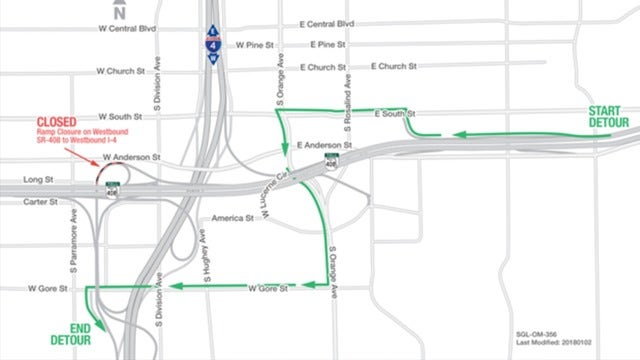 Nightly ramp closures at I-4 and S.R. 408 interchange