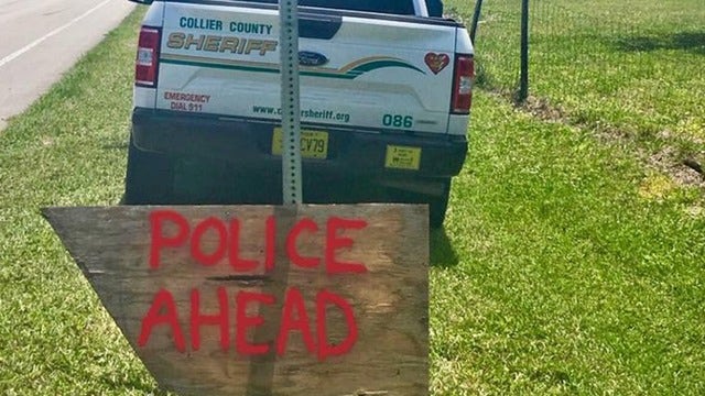 Sign warning drivers of speed trap ahead foils Florida deputies