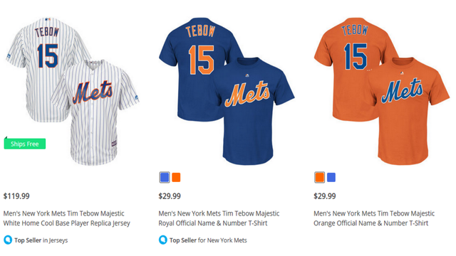 Tim Tebow jerseys on sale on his 1st day of Mets camp