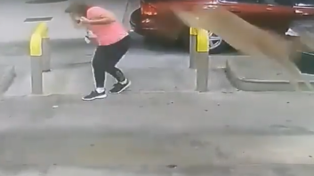 Oh deer! Video shows woman pumping gas getting kicked in head by deer