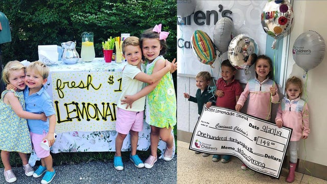 Kids' ‘bestie' lemonade stand goes viral and raises $75K for children's hospital research
