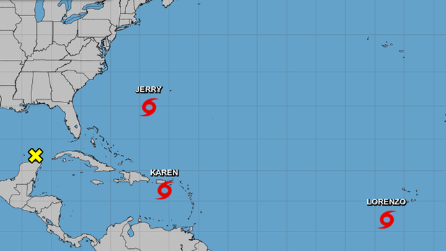 Karen regains tropical storm strength, Lorenzo to become 'large and powerful hurricane'