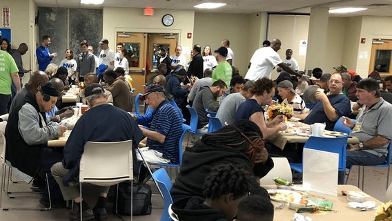 Orlando Magic serves hundreds of Thanksgiving meals to the homeless