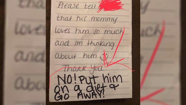 Mom finds note from day care worker in son's lunchbox: 'Put him on a diet and go away!'