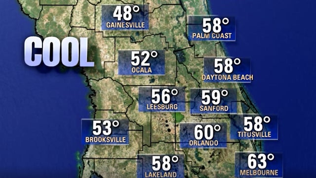 Cold front to drop temperatures in Central Florida into the 40s and 50s this weekend