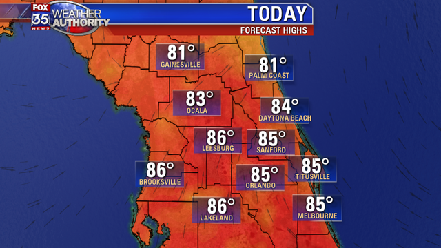 Above normal temps and high humidity returns to Central Florida today