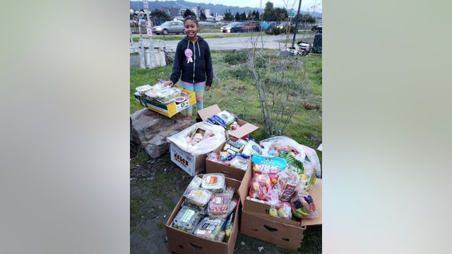 10-year-old California girl celebrates birthday giving food to homeless