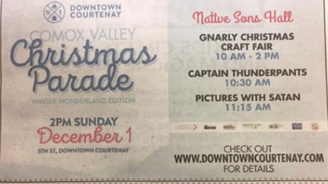Canada newspaper runs ad promoting Christmas 'pictures with Satan'