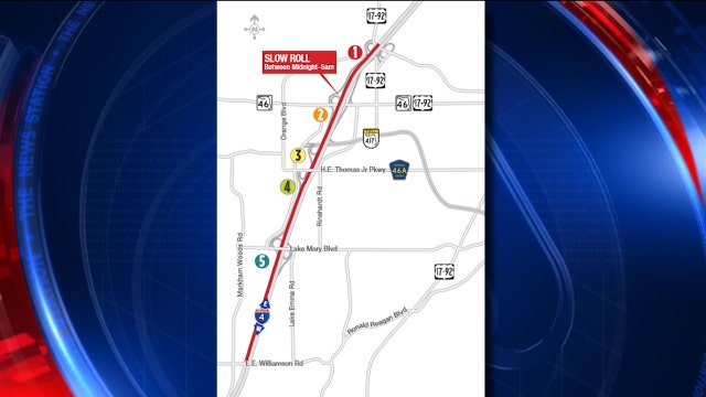 Limited lanes on WB I-4 in Seminole County overnight