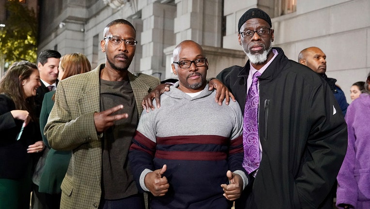 Pictured from left to right: Alfred Chestnut, Andrew Stewart, and Ransom Watkins after they were exonerated.