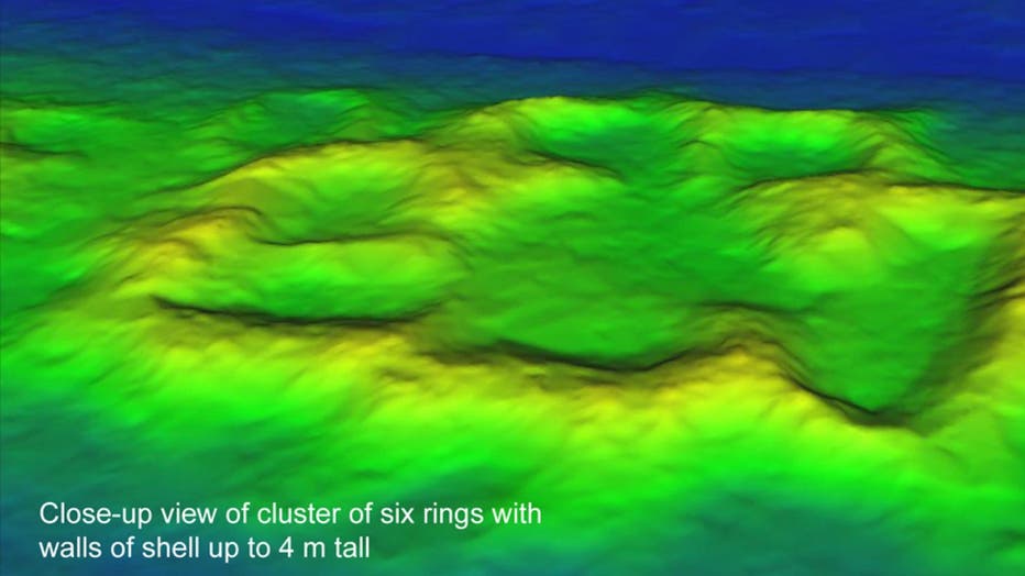 A close up view of a cluster six