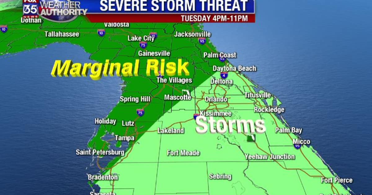 Chance of severe weather across Central Florida on Tuesday | FOX 35 Orlando