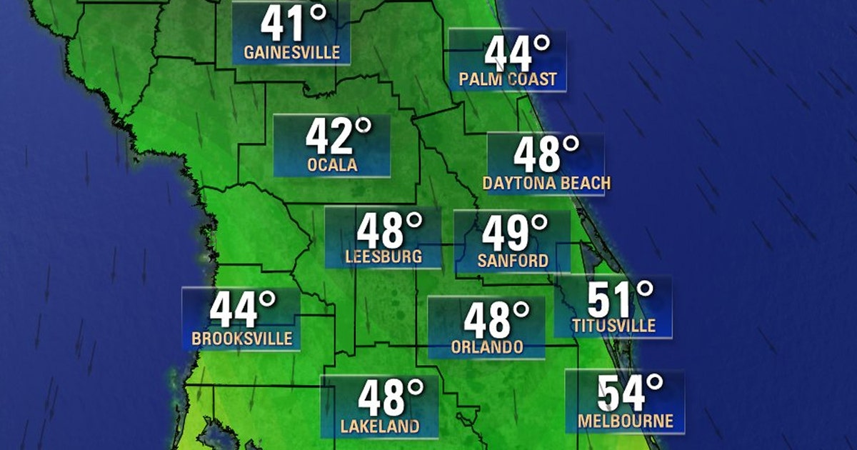 Cold front will drop temperatures in Central Florida to the 40s for the ...