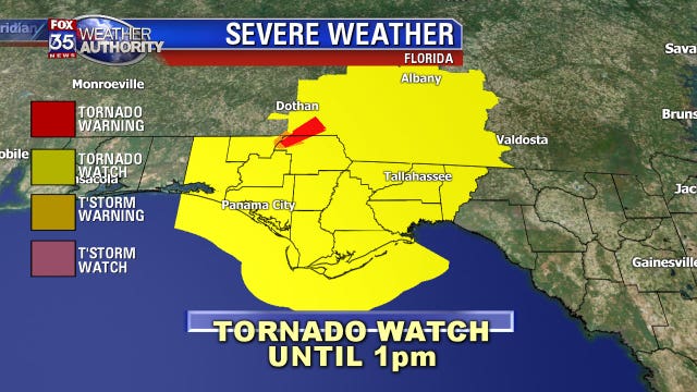 Tornado watch in effect for parts of Florida Panhandle