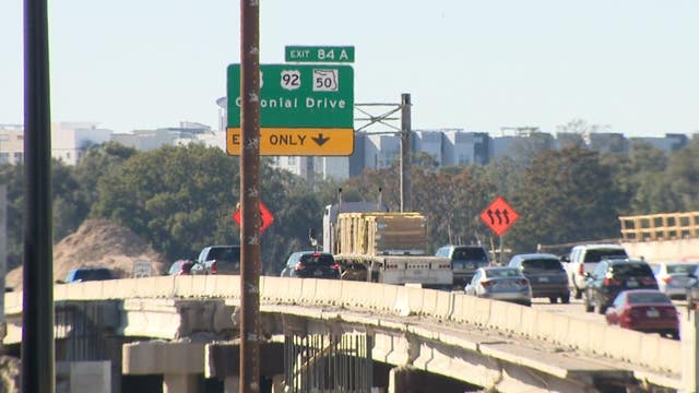 I-4 westbound's Colonial Drive exit shifting to left side