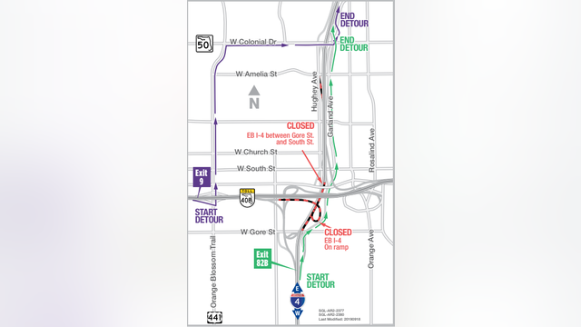 I-4 eastbound shutting down Sunday night for construction