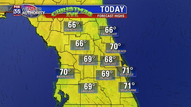 Cooler weather kicks off Christmas Eve in Central Florida