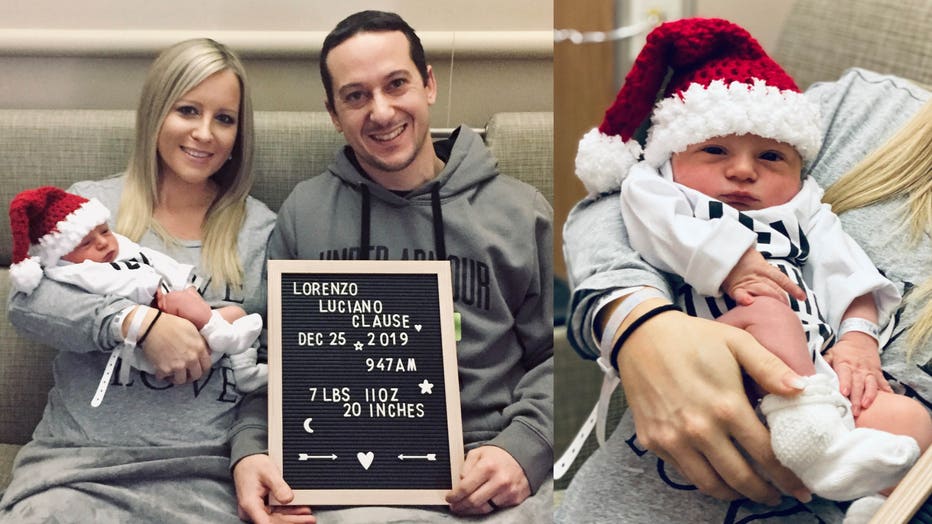 Proud parents Amanda and Randy Clause are pictured with their baby boy in photos shared by the hospital. (Photo credit: UPMC)
