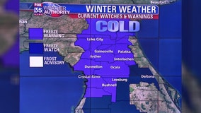 Freeze warnings, watches issued as temperatures plummet in Central Florida