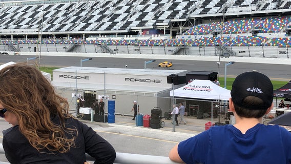 Scouts camp out at Speedway during 'Roar Before 24' races