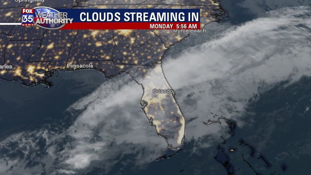 Mostly cloudy Monday