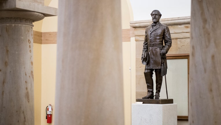UNITED STATES - JUNE 11: A statue of Robert E. Lee stands in the Crypt are of the U.S. Capitol on Tuesday, June 11, 2019. (Photo By Bill Clark/CQ Roll Call)
