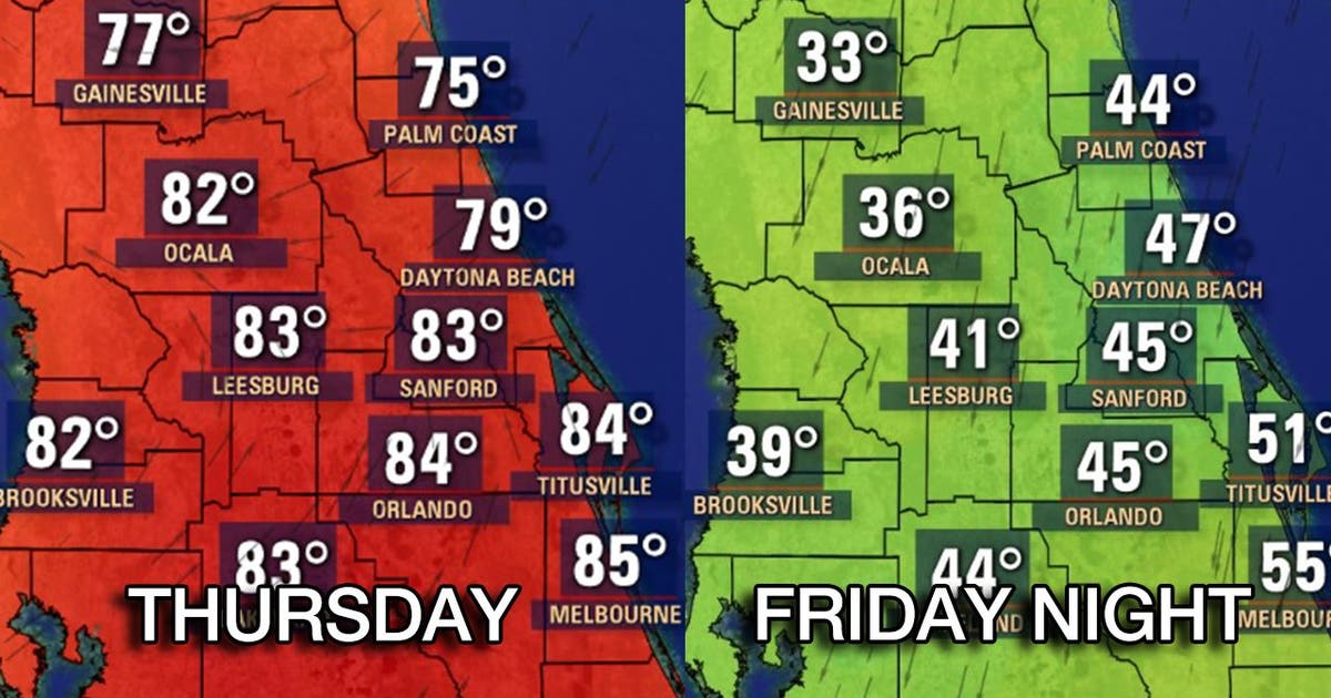 Cold front to drop temperatures into the 30s and 40s in Central Florida ...