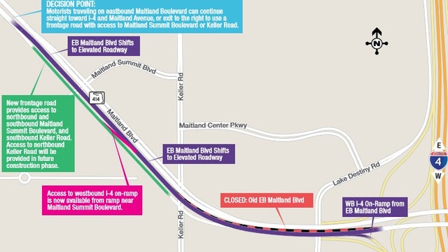 New traffic shift to help reduce backups for drivers on EB Maitland Blvd.