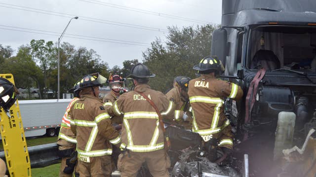 4 taken to hospital after multiple-vehicle crash on I-75 in Ocala