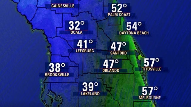 Central Florida wakes up to temperatures in the 30s, 40s on Saturday; 70s return on Sunday