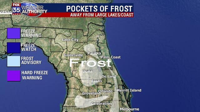 Frost expected overnight into early Saturday morning across Central Florida
