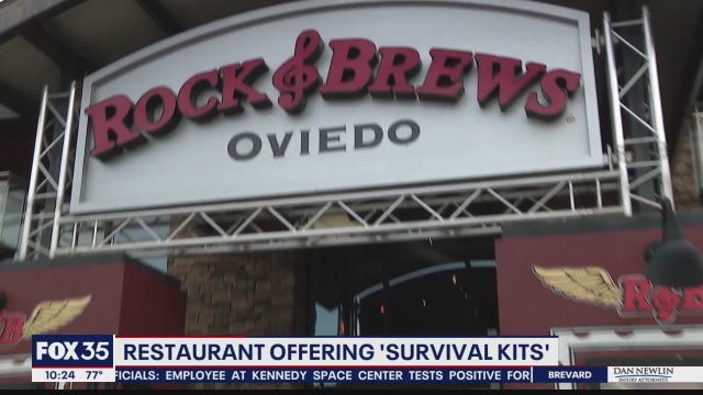 Restaurant offering survival kits to go, including roll of toilet paper