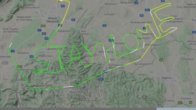 Pilot spells out 'Stay Home' over Austrian airspace after coronavirus restrictions put in place
